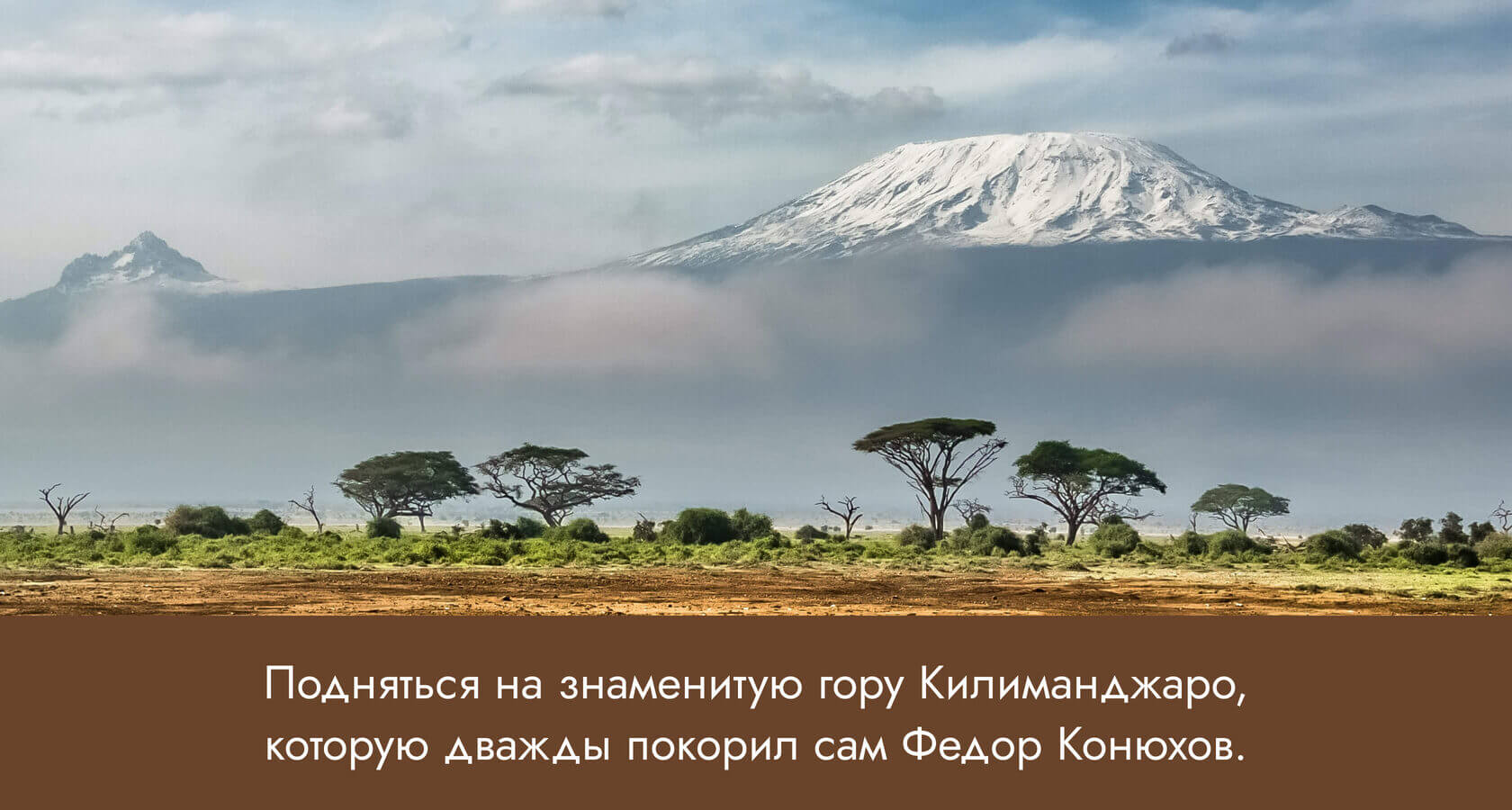 Подняться на знаменитую гору Килиманджаро, которую дважды покорил сам Федор Конюхов.